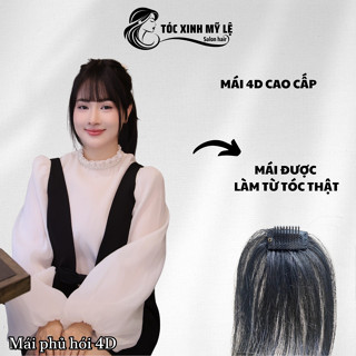 Mái thưa tóc giả 4D đẹp được làm từ tóc thật, mái phủ hói. Móc kim thủ công tinh tế, Tóc xinh Mỹ Lệ.