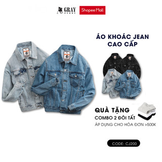 Áo Khoác Jean Nam Cao Cấp GRAYHOMME Chất Denim Bò Xịn, Chất Jean Dày Dặn