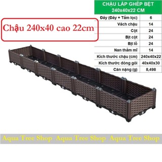 Chậu nhựa lắp ghép Dài 2.4m, rộng 40cm, cao 22cm, chậu nhựa trồng cây, chậu nhựa trồng rau thông minh