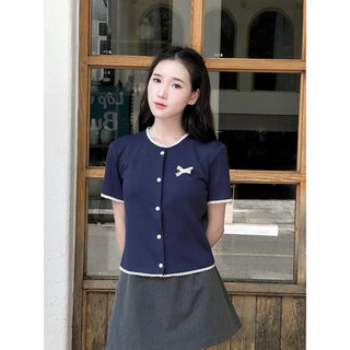 𝐒𝐄𝐃𝐔𝐈𝐒𝐀𝐍𝐓.𝐑𝐄𝐕 - 𝐈𝐑𝐄𝐍𝐄 𝐓𝐎𝐏 - áo cộc tay viền ren xanh navy tôn da