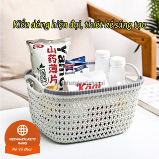 Rổ nhựa đan mây đựng đồ mã 3378, giỏ hoa thị việt nhật
