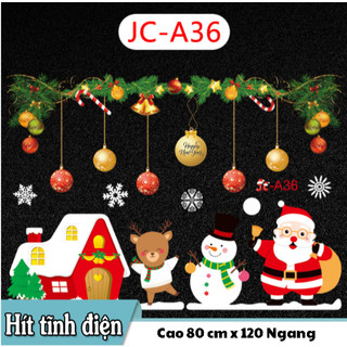 Decal Trang Trí Noel Hai Mặt Hít Tĩnh Điện Không Dơ Kính- Rèm Châu Hiện Đại ống vàng