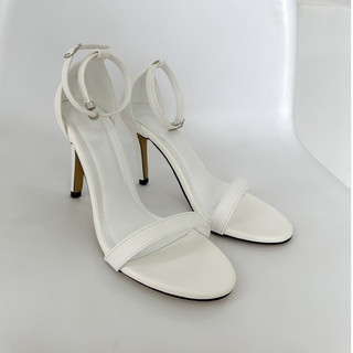 Giày sandal cao gót nữ 9cm quai mảnh gót nhọn đế cao thời trang đơn giản đẹp màu trắng đen shoes paradise 9FN