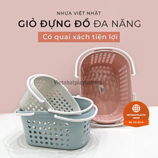 Giỏ đựng đồ đa năng có quai cầm 3 size Nhựa Việt Nhật, Giỏ nhựa có quai nhà tắm, phòng bếp để đồ đa năng