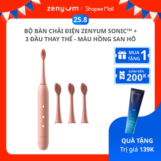 Bộ Bàn Chải Điện Zenyum Sonic + 3 Đầu Thay Thế - Màu Hồng San Hô
