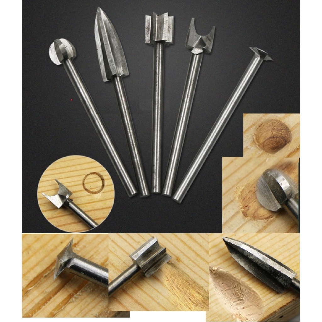 Điêu khắc gỗ - Bộ 5 mũi lũa cán 3mm