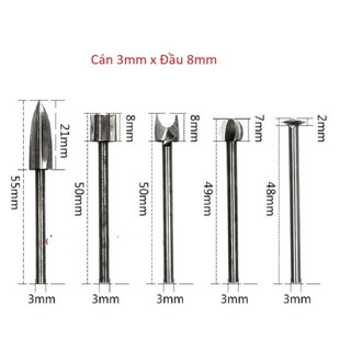 Điêu khắc gỗ - Bộ 5 mũi lũa cán 3mm