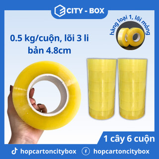 1 cuộn băng dính 0,5kg lõi nhựa 3 ly mỏng - Băng dính đóng hàng 0,5kg