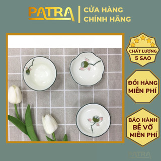 Bát đĩa đựng gia vị, bát mắm, chén chấm sứ Bát Tràng vẽ đài sen - gomsu_patra