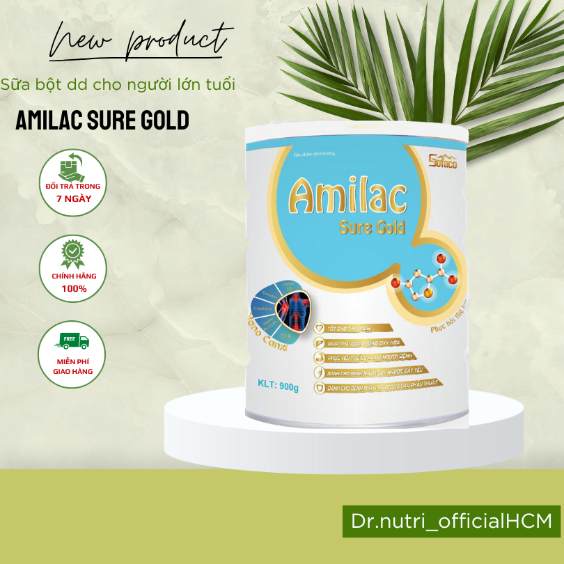 Sữa bột dinh dưỡng cho người lớn tuổi Amilac Sure Gold giúp thải độc phục hồi cơ thể gầy yếu