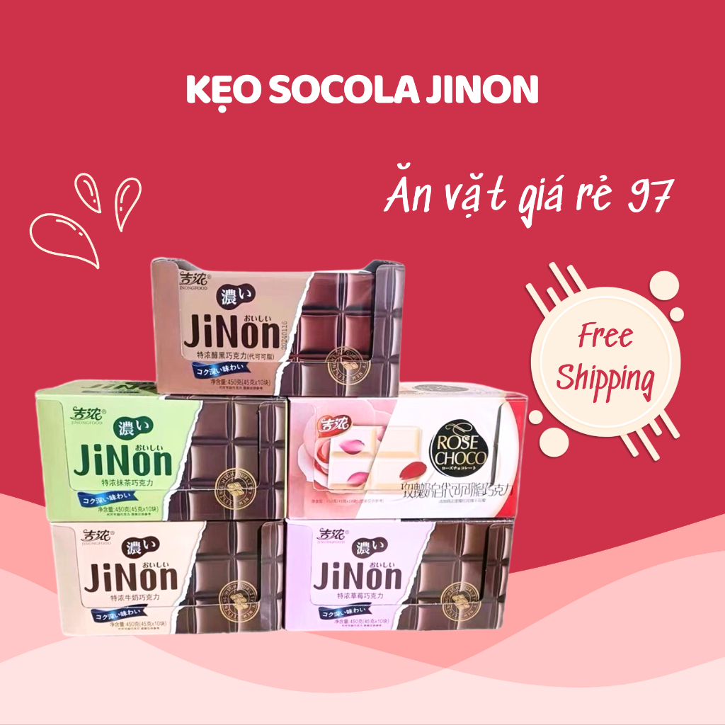 Kẹo Socola JiNon, Socola Thanh Mix Đủ Vị Matcha, Hoa Hồng, Sữa, Dâu, Socola Đen - Ăn Vặt Giá Rẻ 97