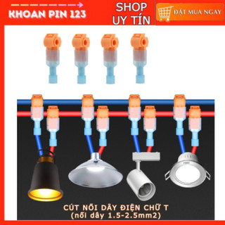 Bộ đầu cút nối dây điện chữ T nối nhanh 1.5-2.5mm2, chống nước, chống cháy an toàn màu cam+xanh