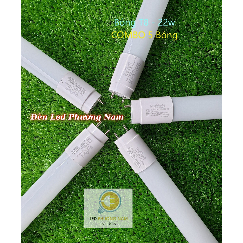 Bộ 5 Bóng Đèn Led Tuýp T8 1m2 22w Siêu Sáng