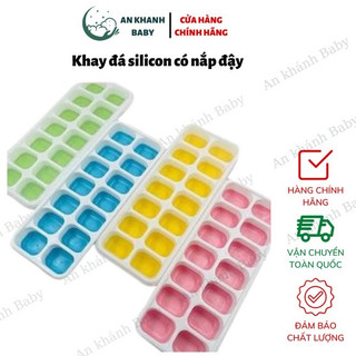 Khay Đá Silicon Có Nắp Đậy 14 Viên Làm Đá Thạch Kem Bảo Quản Chống Mùi Tuyệt Đối