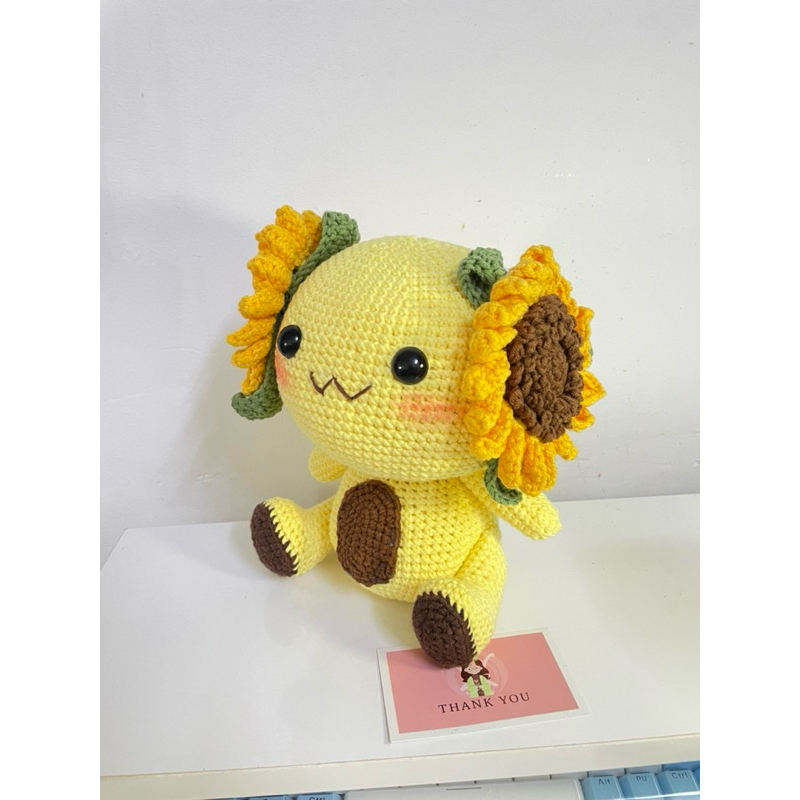 Thú bông len Axolotl hoa hương dương dễ thương [maru handmade]