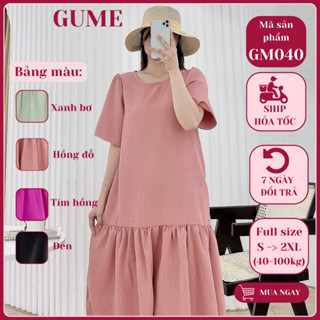 Váy bầu công sở đầm bầu dáng dài bigsize vải đũi hàn không nhắn nhàu 40-120kg GM040