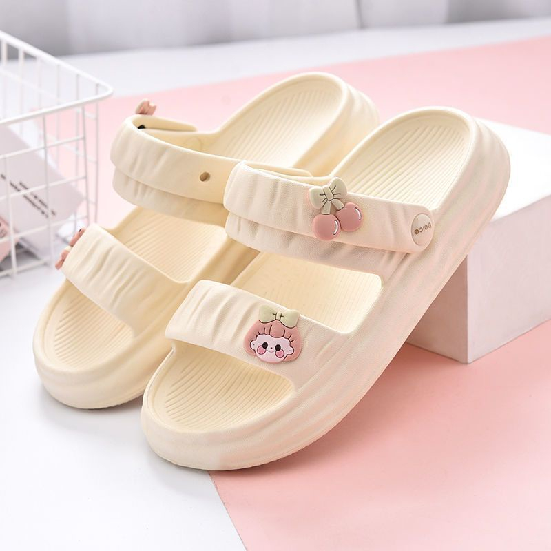 Dép Sandal Đế Cao 3cm đi nhẹ Êm , Dép Quai Hậu học sinh đính kèm Sticker Siêu Dễ Thương