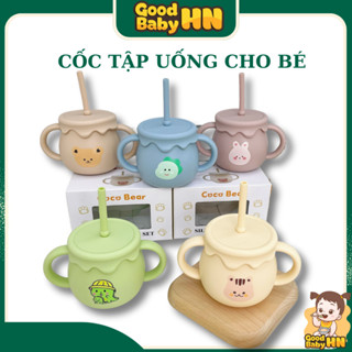 Cốc tập hút, cốc tập uống bằng silicon có tay cầm cho bé - D63