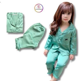 11-40kg Bộ quần áo dài tay vải phi bóng cho bé gái - Bộ pijama dài tay size đại cho bé gái -tatashop