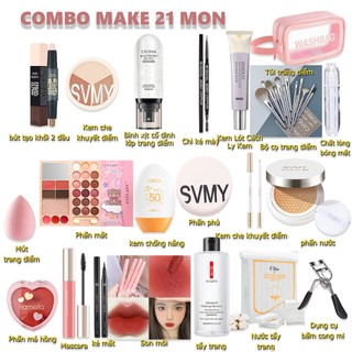 Bộ mỹ phẩm 21 món trang điểm+Mascara +chì kẻ mày+kẻ mắt+Phấn mắt+kem che khuyết điểm+Son môi+Kem BB+ Cọ trang -BJ-T21A01