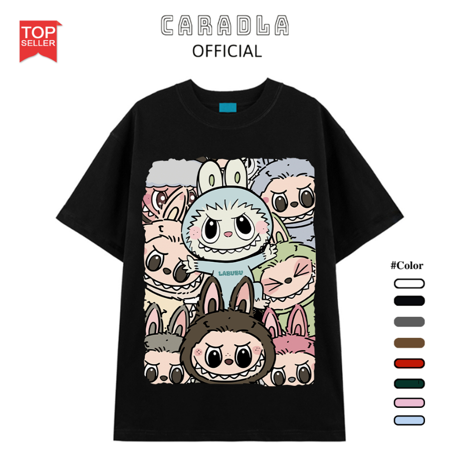 Áo Thun, Áo Phông Unisex Tay Lỡ CARADLA Mã TN LABUBU3 Chất Cotton Mềm Mịn Co Dãn Thoáng Mát Form Rộng Cho Nam Nữ