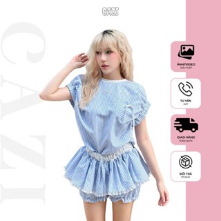 Cazi Alice Princess - Jump sơ mi cổ tròn chân xoè quần bồng