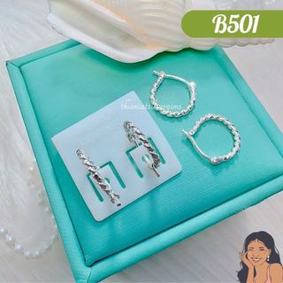 B501 Bông tai khoen gợn sóng cho bé sơ sinh Bạc thật nguyên chất Thiên Cát