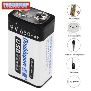 Pin Sạc Cổng Micro USB Doublepow 9V 6F22 650mAh