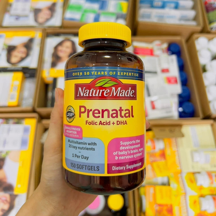 Vitamin Bầu Mỹ Nature Made Prenatal Folic Acid + DHA 150 Viên
