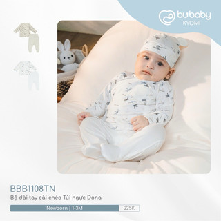 Bộ cài chéo Dài Tay Bu Baby Dona , Bộ Sơ Sinh Dài Tay Cao Cấp