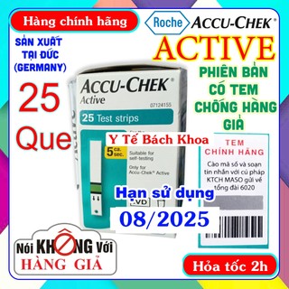 [Date 08/2025] HỘP 25 QUE THỬ ĐƯỜNG HUYẾT ACCUCHEK ACTIVE CÓ TEM CHÍNH HÃNG