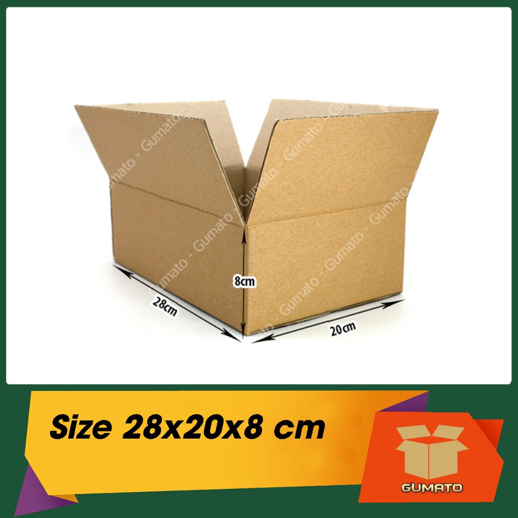 Size 28x20x8 cm, hộp giấy thùng carton gói hàng tại Gumato (Mã số P77)