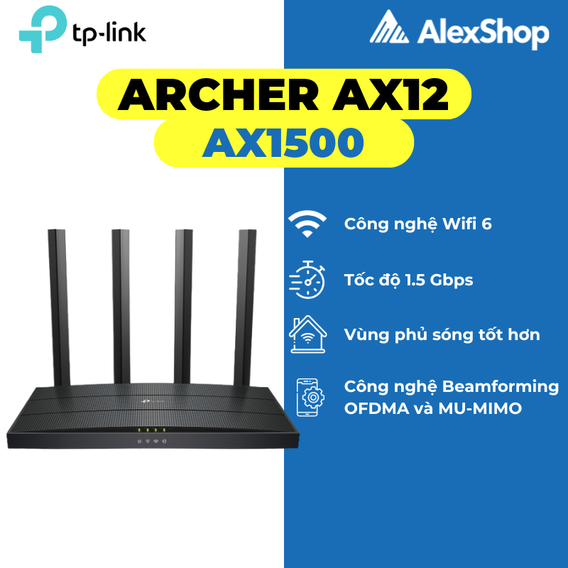 Router WiFi 6 TP-Link Archer AX10 - AX12, Băng Thông 1500M Router Wi-Fi 6 Gigabit - Chính Hãng