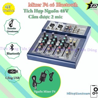 BỘ CHỘN ÂM THANH MIXER F4 USB CÓ BLUETOOTH TẶNG ZẮC 6.5