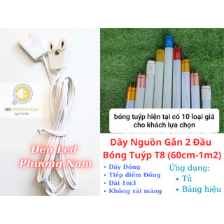 Dây đèn gắn đầu bóng đèn tuýp t8 1m2, dùng cho tủ - bảng quảng cáo