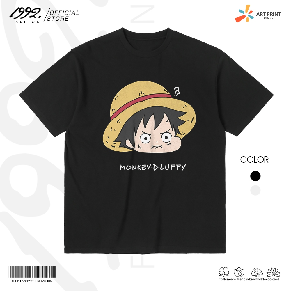 Áo thun Unisex One Piece Luffy Chibi Cotton 100% ngắn tay