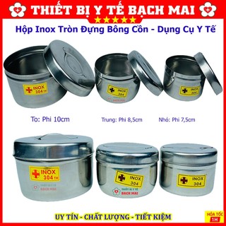 Hộp đựng bông gòn inox các size to, trung, nhỏ