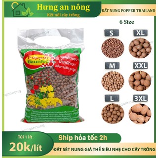 Túi 1 lít - Đất sét nung Popper Thailand, giá thể siêu nhẹ cho cây trồng đạc chuẩn châu âu ( xem trong mô tả )