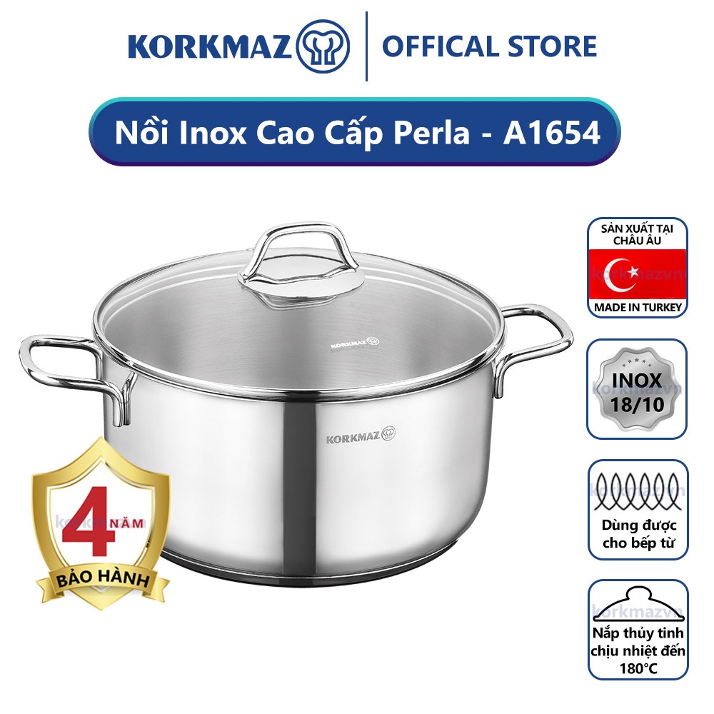 Nồi inox cao cấp Korkmaz Perla 2.3 lít - sản xuất Thổ Nhĩ Kỳ - Ø18x9cm - A1654