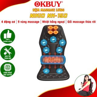 Ghế đệm massage ô tô hoặc tại nhà có nhiệt sưởi, 9 cấp độ rung Nikio NK-150 - 15V | OKbuy