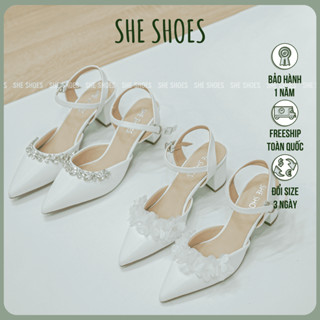 SANDAL GIÀY CƯỚI 5P GÓT VUÔNG ĐÍNH ĐÁ ( ĐÍNH HOA ) - NEW ARRIVAL