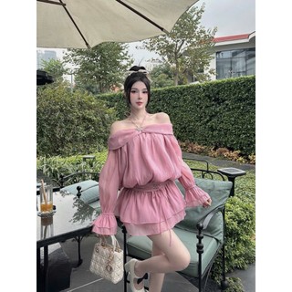 [ ẢNH TỰ CHỤP ] Váy trễ vai dáng bí xoè có kèm quần bảo hộ - anvintageclothes