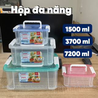  Hộp nhựa trong có nắp gài và quai xách đựng thực phẩm đựng dụng cụ đồ nhựa PP trong suốt chịu nhiệt 