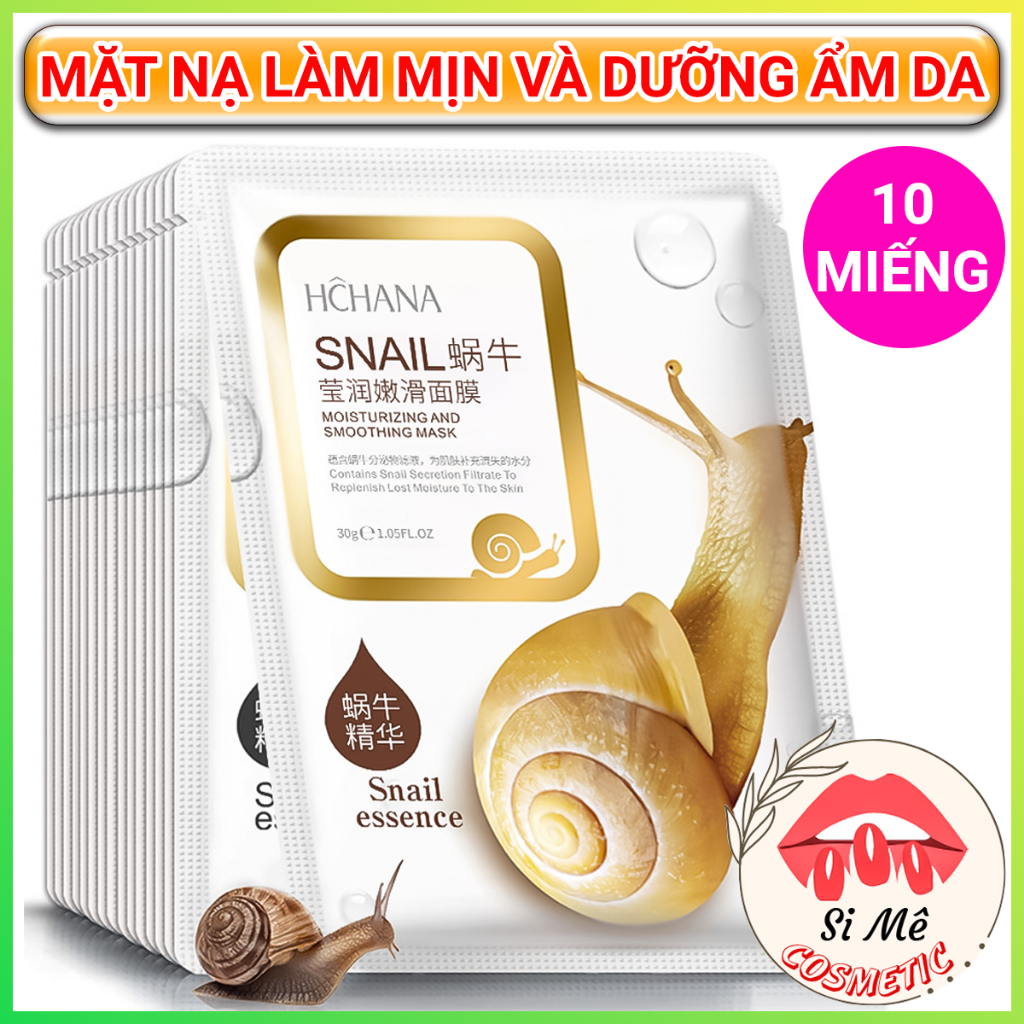 COMBO Gồm 10 Miếng Mặt Nạ Dưỡng Da Chiết Xuất Ốc Sên HCHANA – Làm Da Mịn Màng, Bổ Sung Độ Ẩm, Dưỡng 