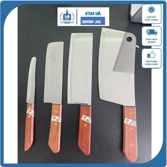 Bộ Dao Đầu Bằng, Bộ 4 dao Kiwi Thái Lan Chuôi Gỗ Sắc Bén An Toàn Khi Sử Dụng - KIM HÀ GROUP JSC