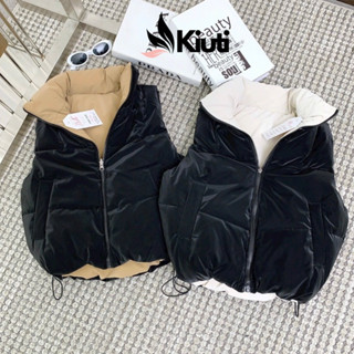 Áo gile nữ mặc được hai mặt KIUTI nhung lì mẫu mới áo phao gile nữ không mũ trần bông siêu nhẹ