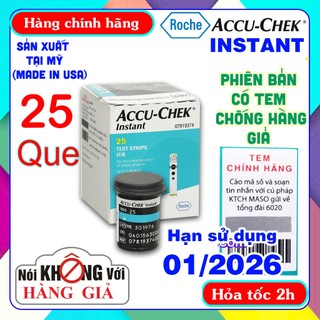 [Date 01/2026] HỘP 25 QUE THỬ ĐƯỜNG HUYẾT ACCUCHEK INSTANT CÓ TEM CHÍNH HÃNG
