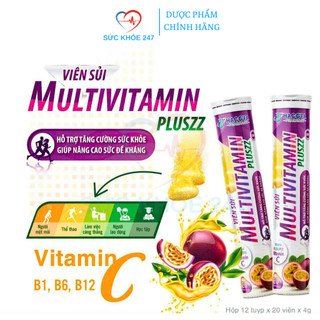 Viên Sủi MULTIVITAMIN Pluszz Chanh Leo 20 Viên/Tuýp - Tăng Cường Sức Khỏe, Nâng Cao Sức Đề Kháng