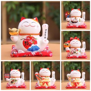 Mèo Thần Tài May Mắn Maneki Neko 16cm Vẫy Tay (Kèm Hộp Và Đệm)