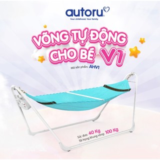 Võng xếp gấp gọn du lịch hợp kim thép Autoru chịu tải 150Kg, lưới võng 2 lớp thoáng khí, chân võng chống trượt